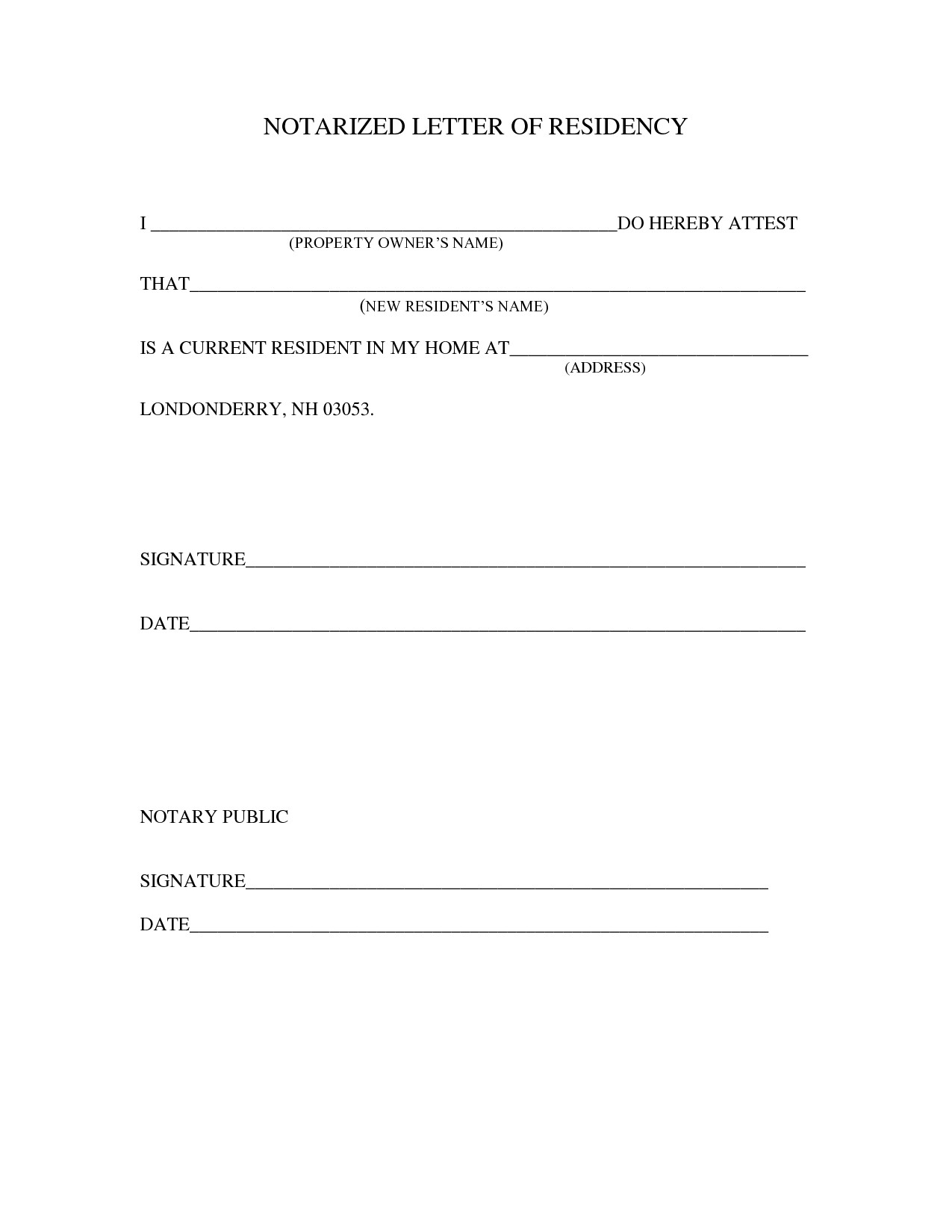sample notarized letter template