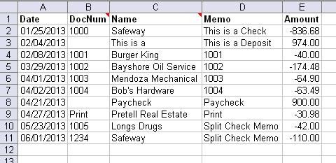 Create OFX QBO Files from an Excel Spreadsheet with
