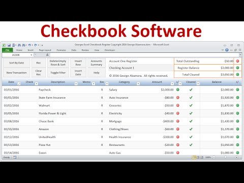 Excel Checkbook Register Spreadsheet for Bank Accounts