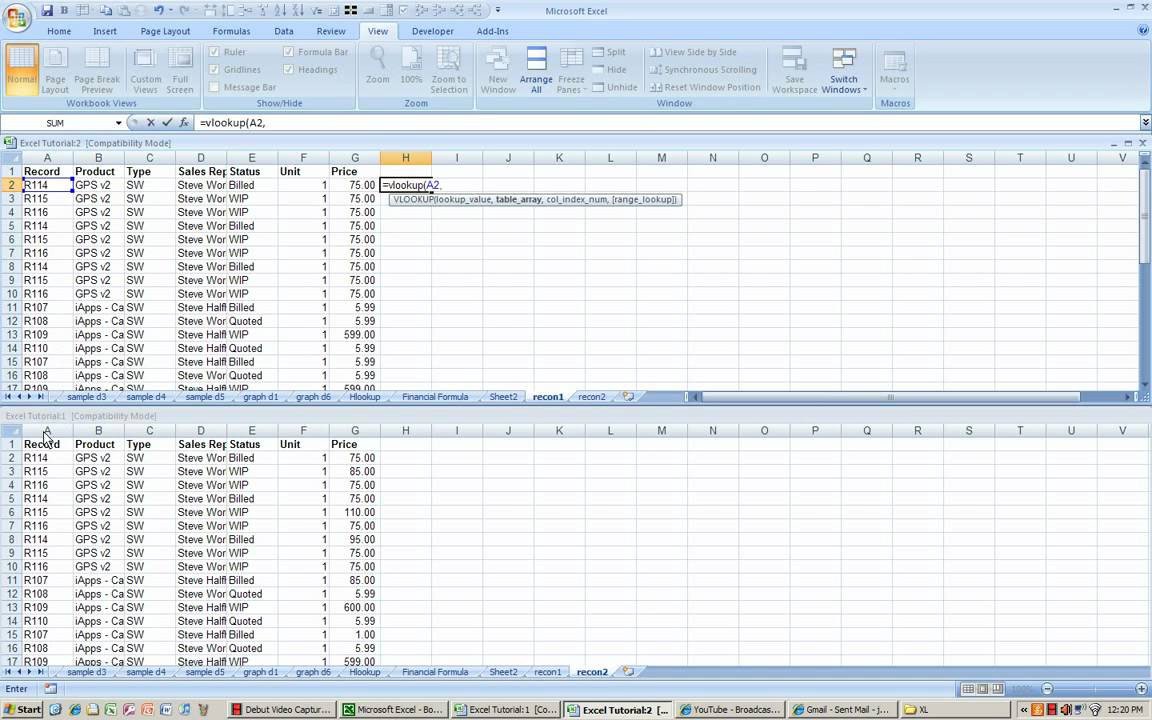Excel Reconciliation Process using vlookup