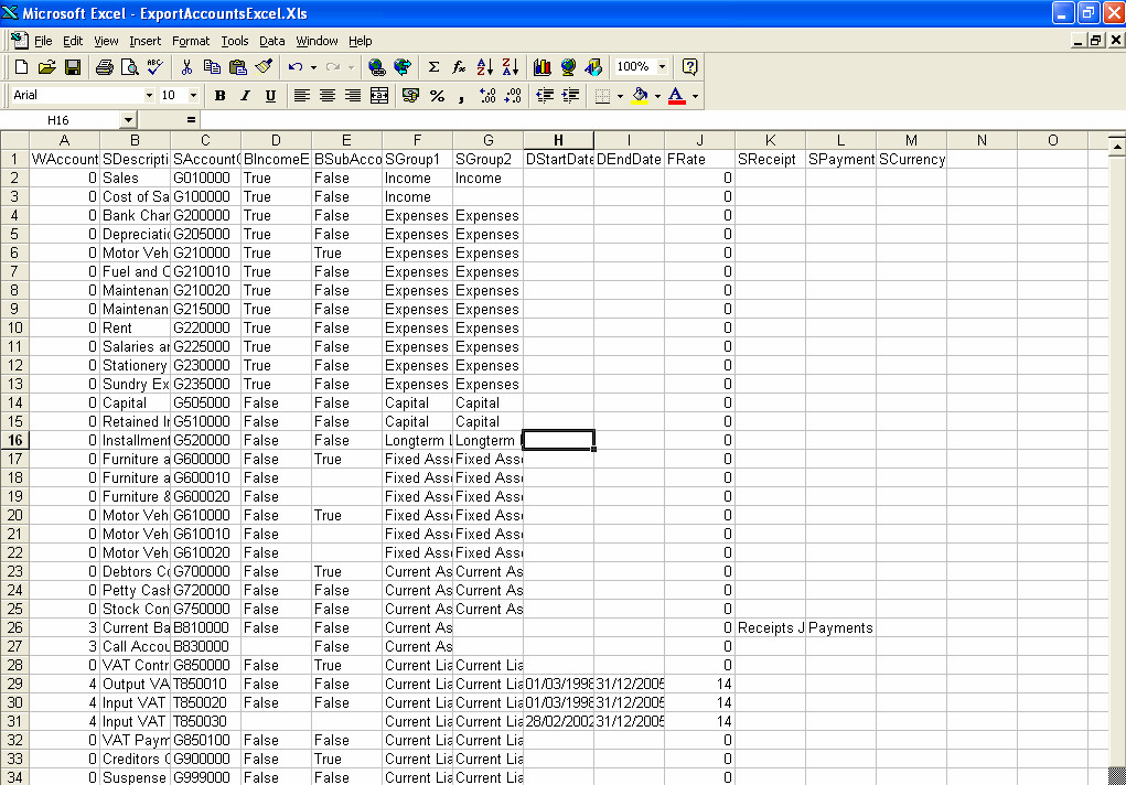 TurboCASH Accounting Software Export Accountstoan Excel