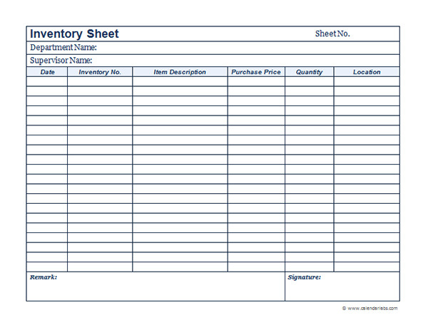 Business Inventory Template 2019 Free Printable Templates