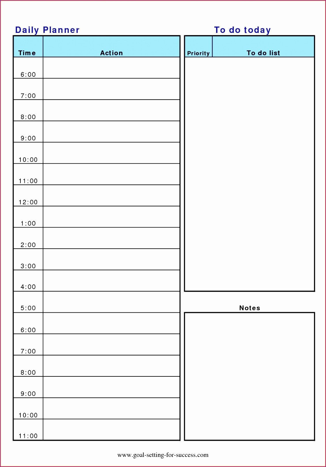 8 Daily Planner Excel Template ExcelTemplates