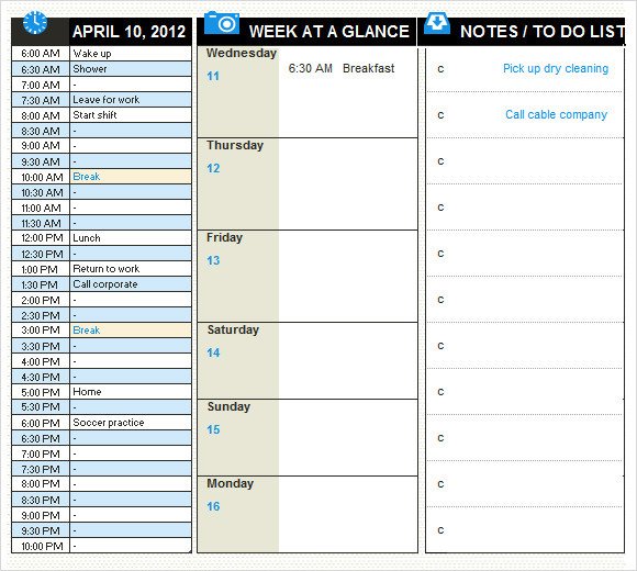 Daily Planner Template 10 Free Samples Examples Format