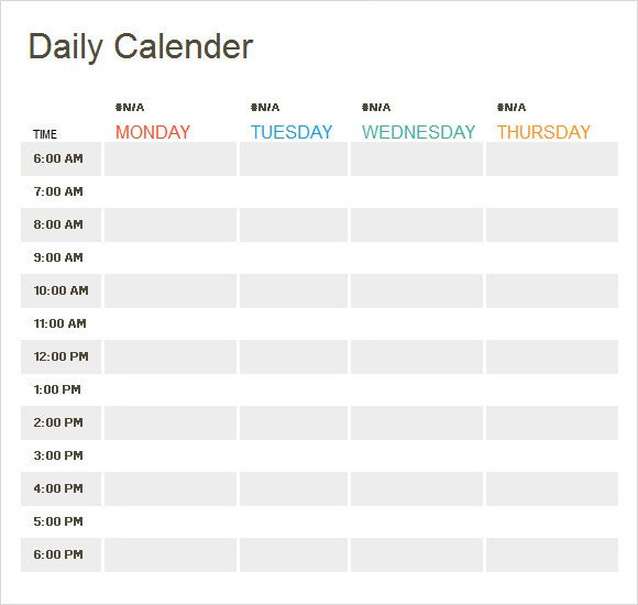 Sample Weekly Calendar 16 Documents in Word Excel PDF