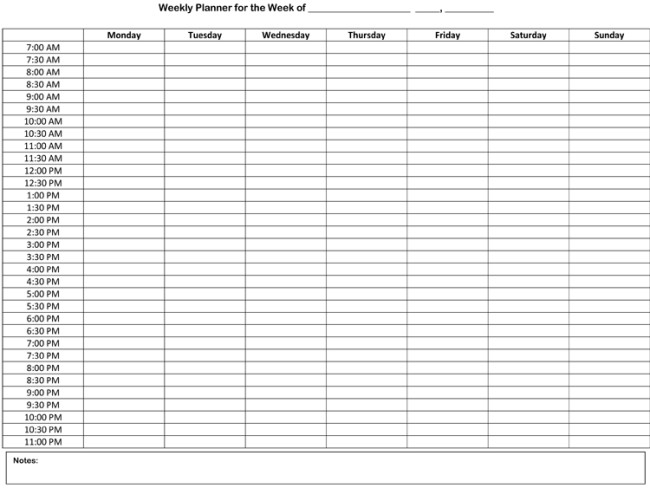 Weekly Planner Template 7 Free Schedule Planners