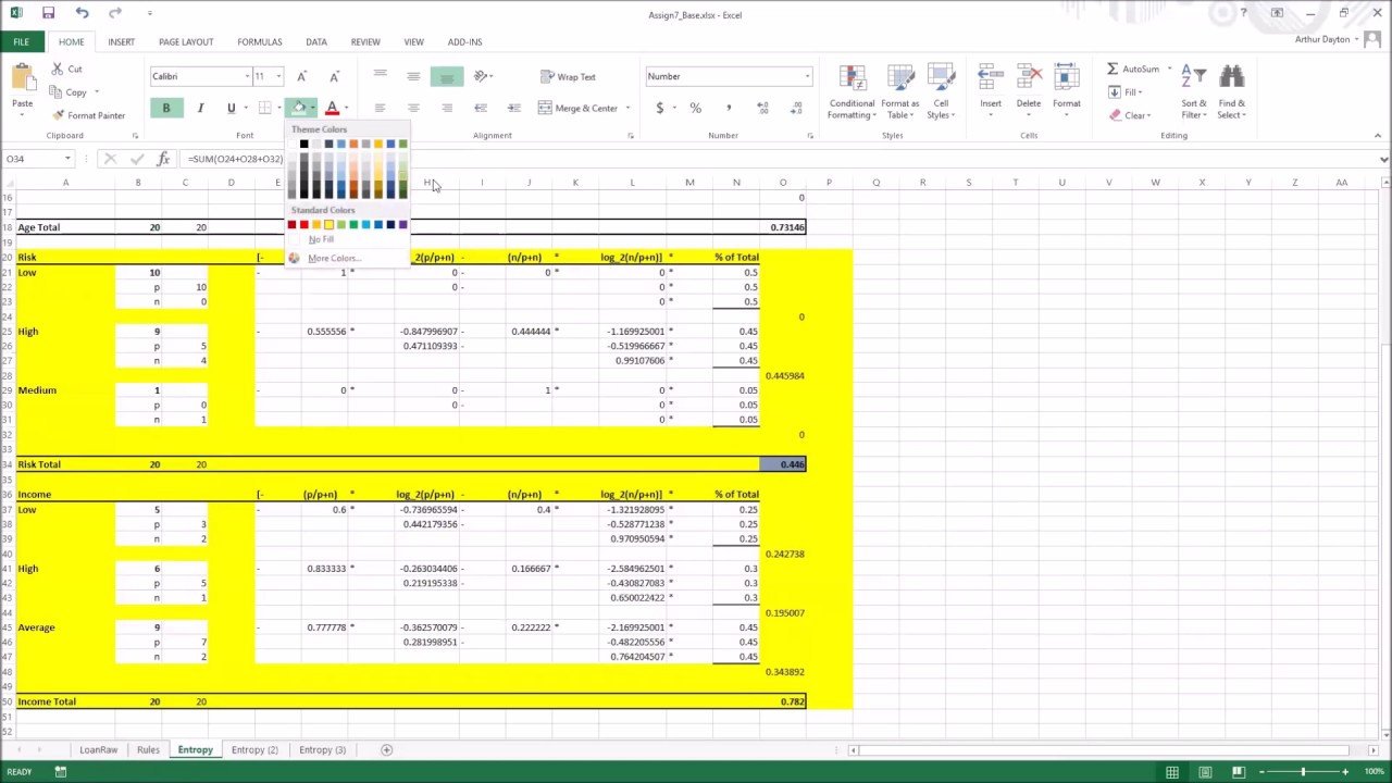 Decision Tree in Excel
