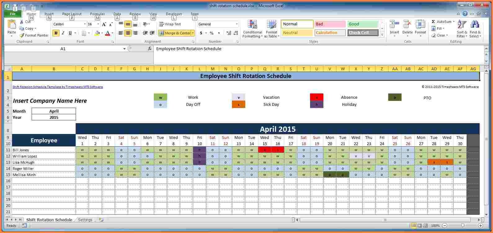 7 employee scheduling spreadsheet excel