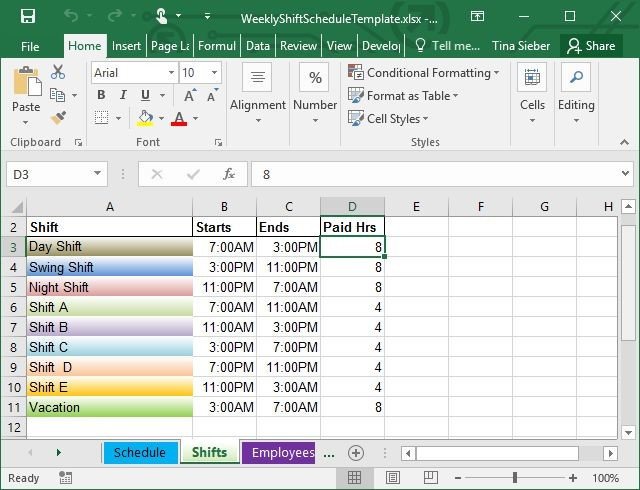 Tips & Templates for Creating a Work Schedule in Excel