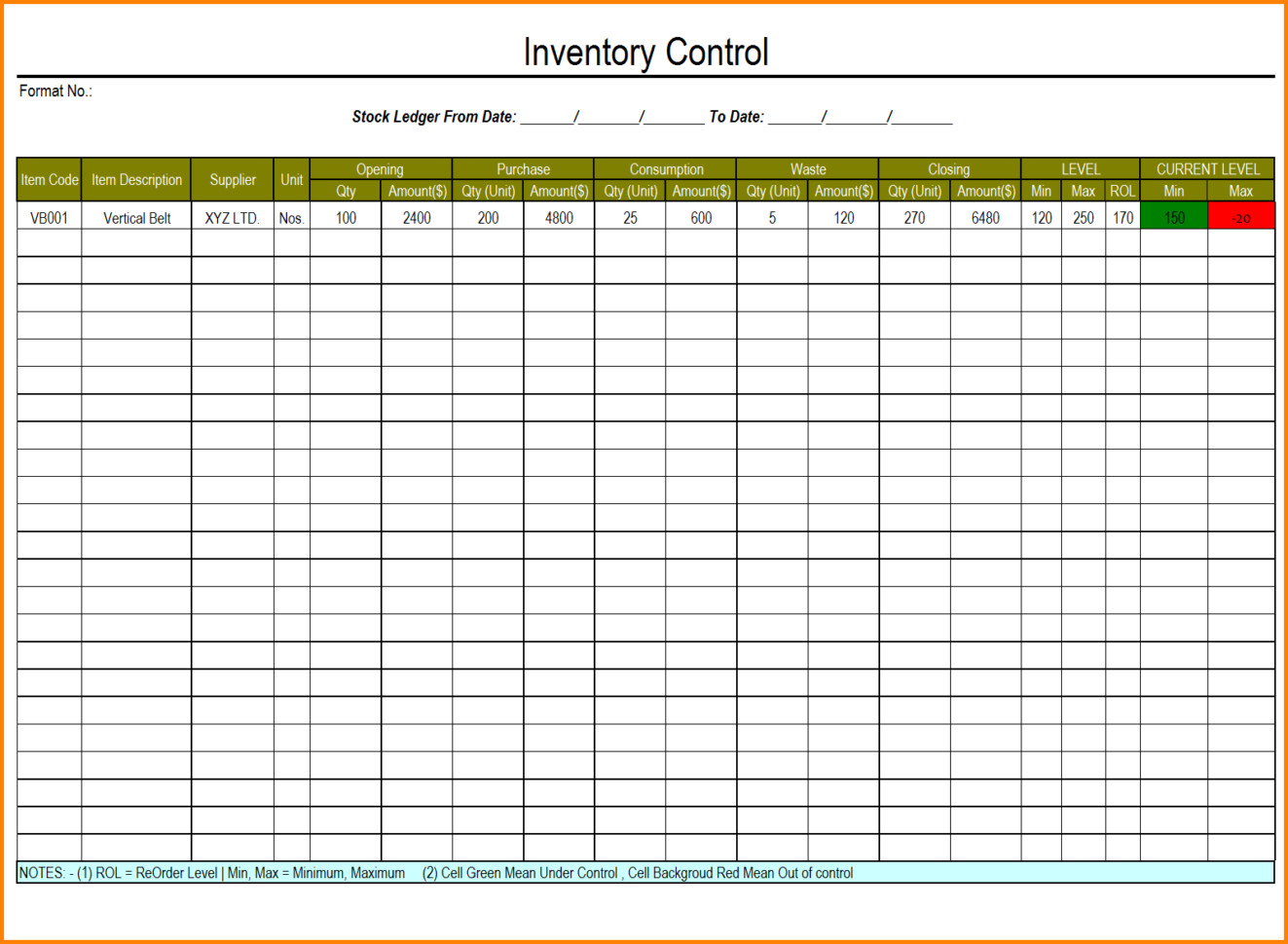 Excel Inventory Template With Formulas 1 Inventory