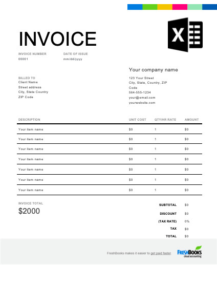 Excel Invoice Template Free Download