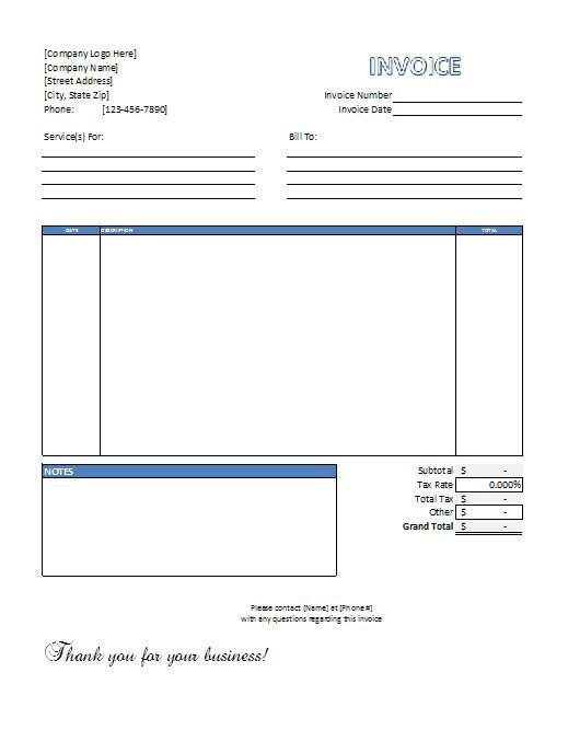 Free Excel Invoice Templates Free to Download