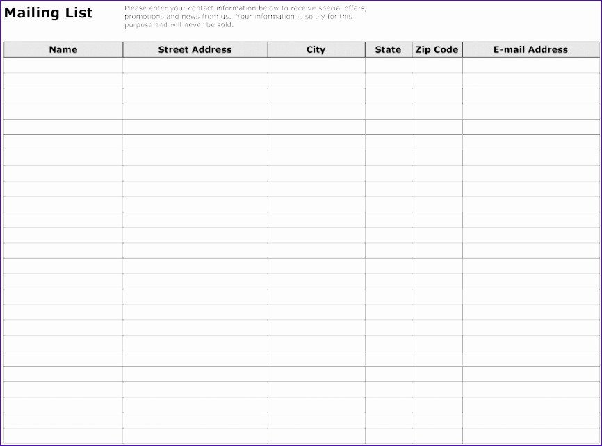 7 Excel Mailing List Template Free ExcelTemplates