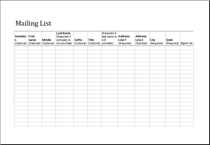 Excel Mailing List Fully Customizable Template