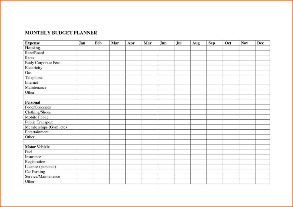 Monthly Expenses Spreadsheet Template Monthly Spreadsheet