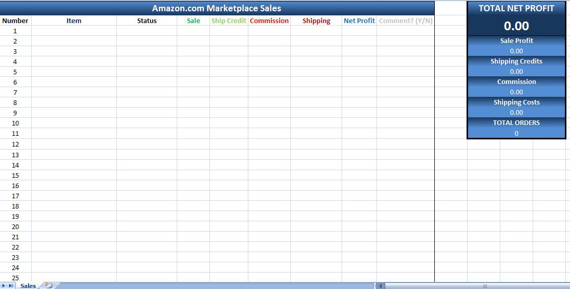 Amazon Sales Tracking Excel Template