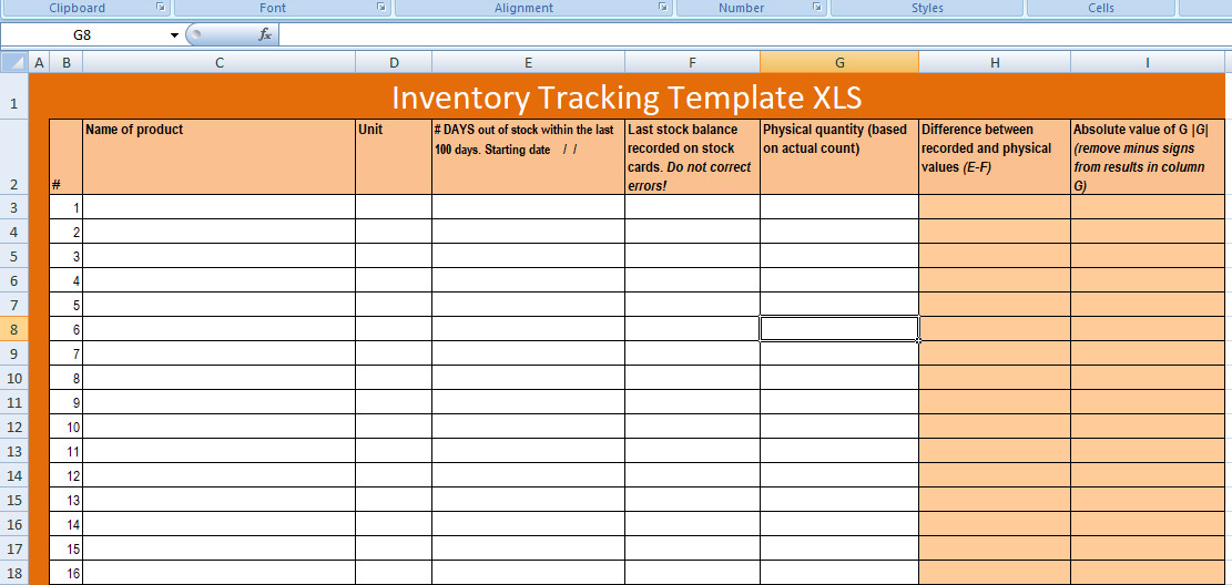 Free Excel Inventory Tracking Template XLS Free Excel