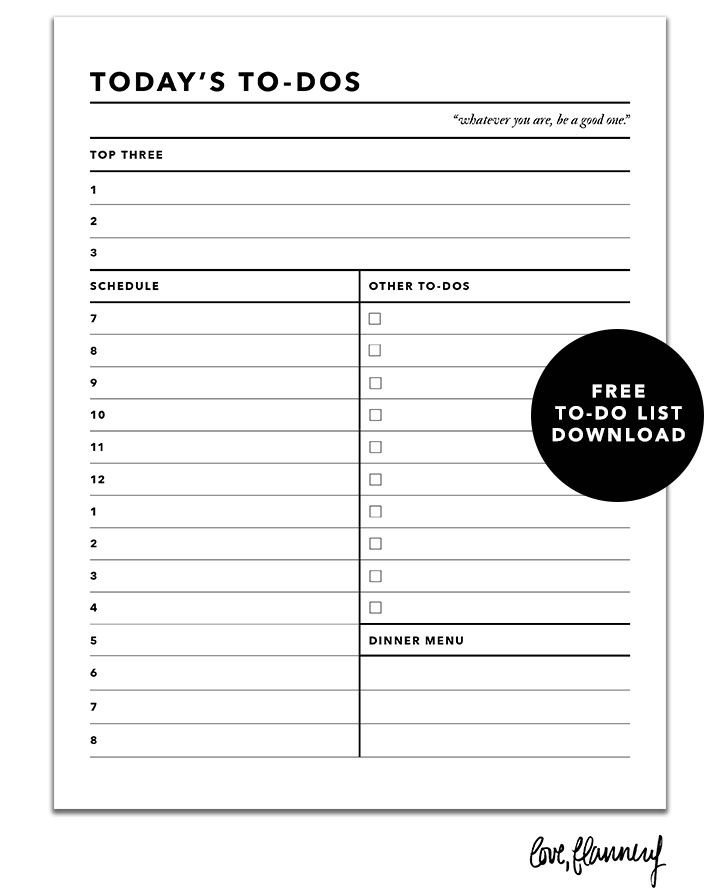 Free To Do List Printable love flannery