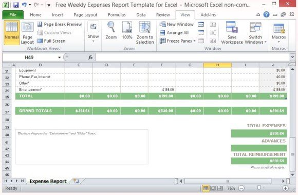 Free Weekly Expenses Report Template For Excel