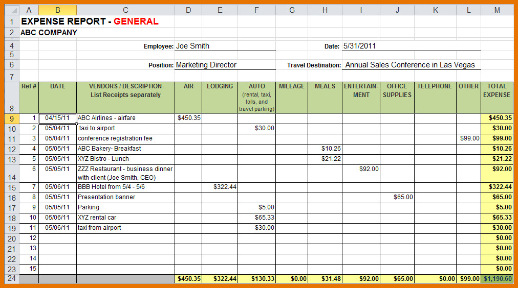 Sample Expense Report