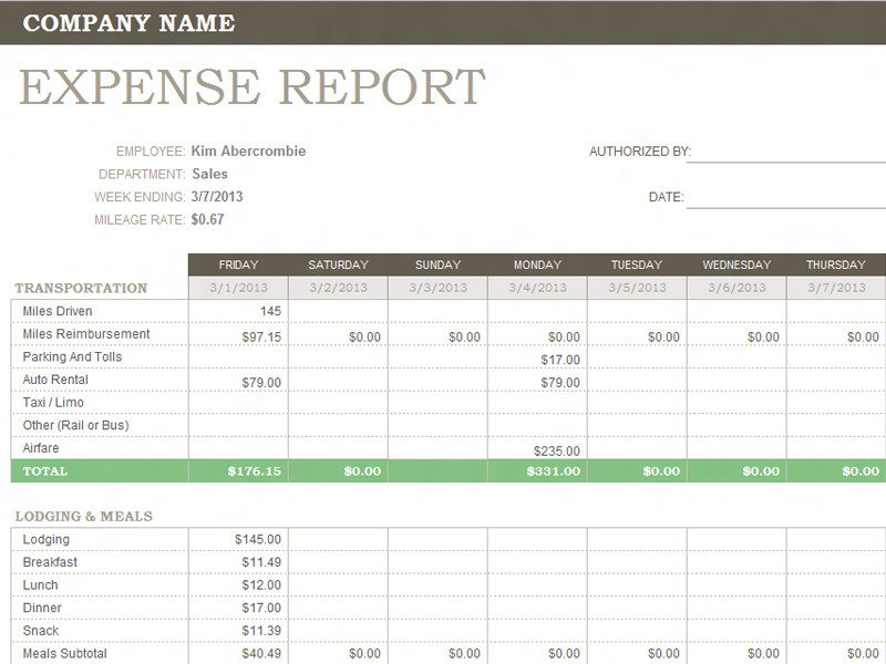 Weekly Expense Report Template Microsoft fice Templates
