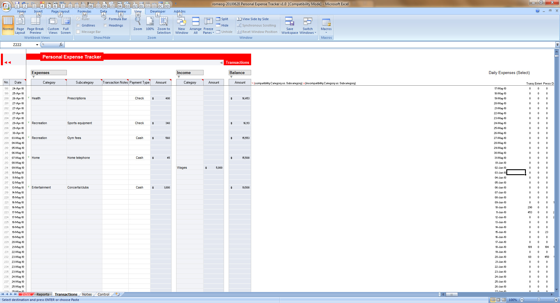 Download Excel Personal Expense Tracker 7 Templates for