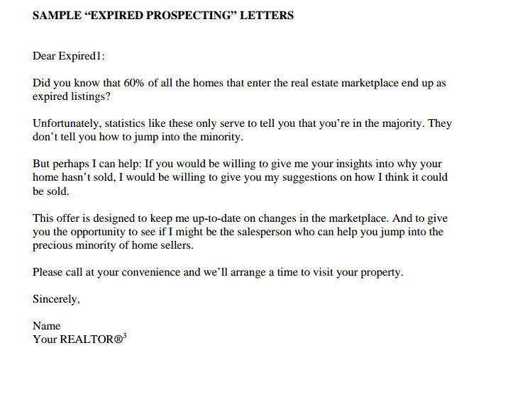 The Best Expired Listing Letter s For 2014