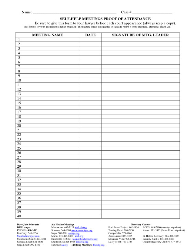 Aa Meeting Attendance Sheet FREE DOWNLOAD Aashe