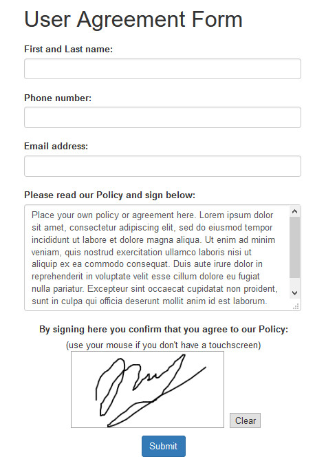 Form to PDF with Signature