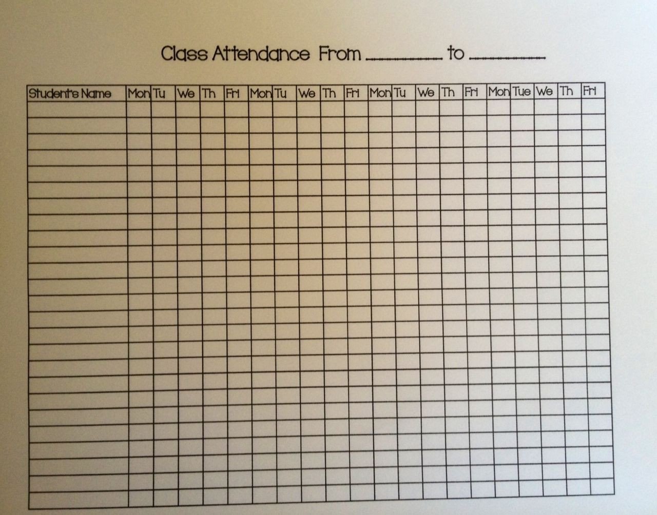 This is just a simple attendance sheet for you to keep
