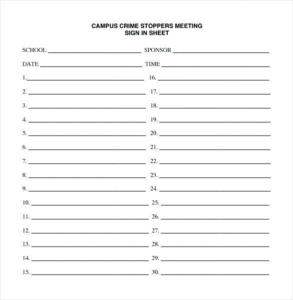 Visitor Sign In Form Meeting Attendance Sheet Aa Free And