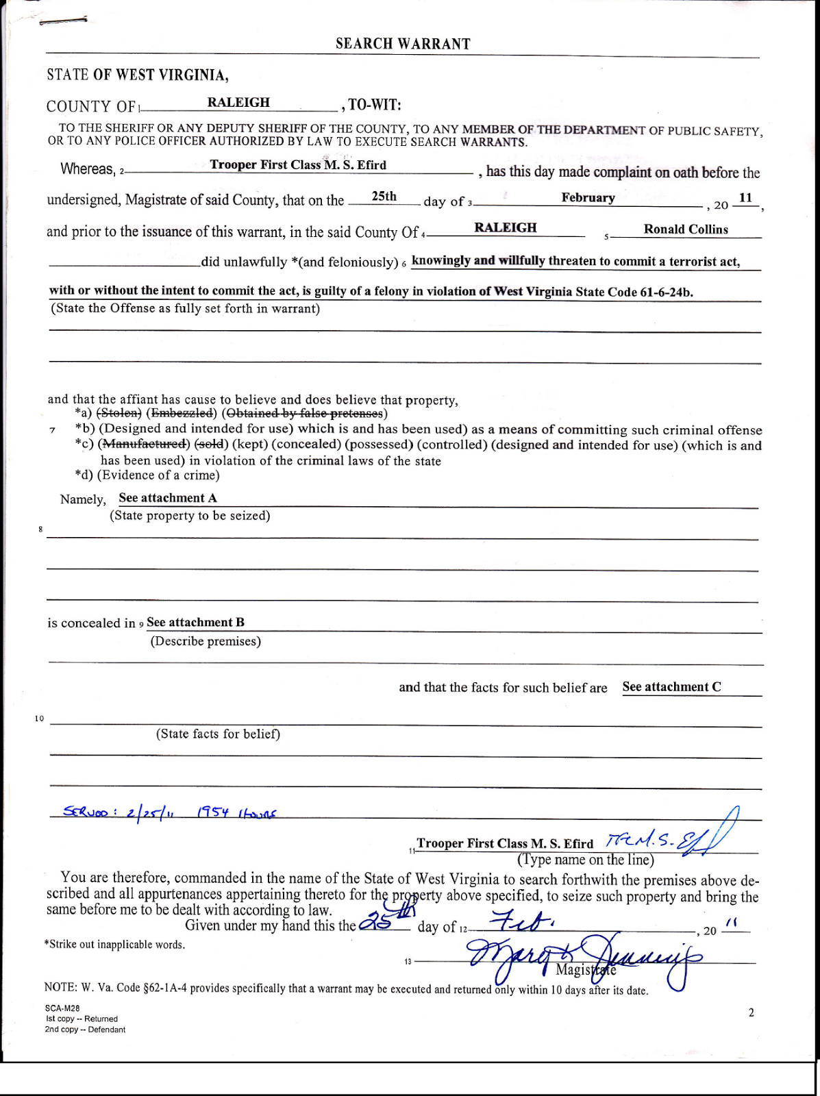 29 of Virginia Search Warrant Template