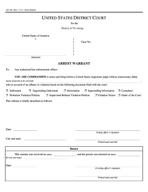 Arrest Forms Fill line Printable Fillable Blank