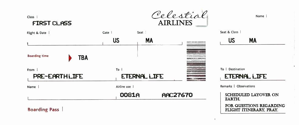 Blank Airline Ticket Template Fake Boarding