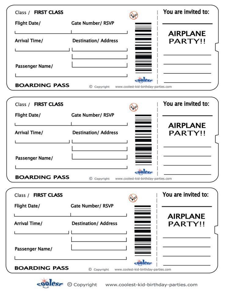 Printable Airplane Boarding Pass Invitations Coolest
