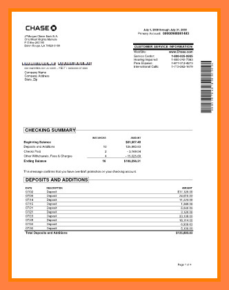 8 chase bank statement template