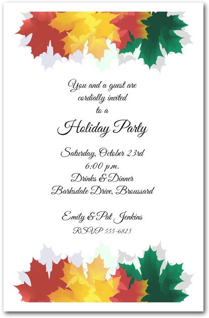 Colorful Autumn Leaves Invitations Fall Party Invitations