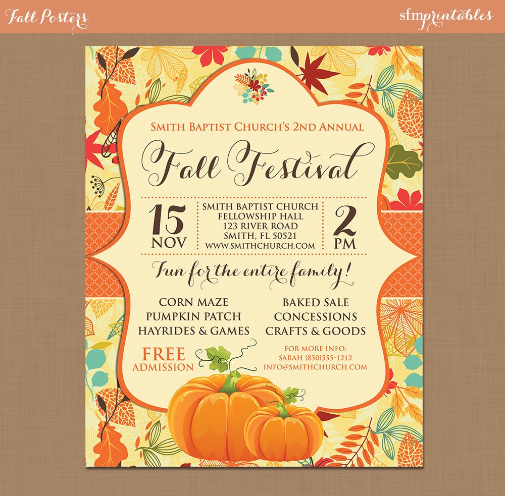 Fall Festival Harvest Invitation Poster Pumpkin Patch Farm