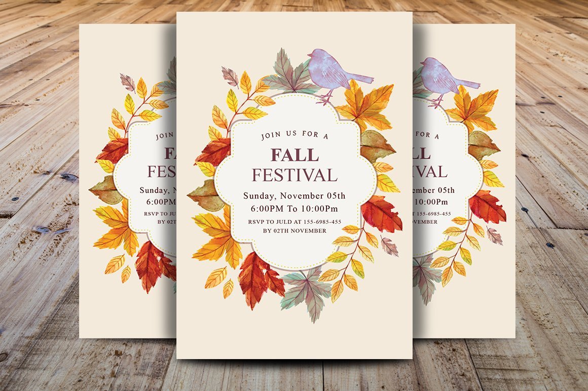 Fall Harvest Party invitation Postcard Templates