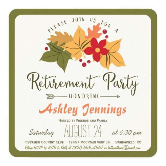 Fall Leaves Flower Retirement Party Invitation