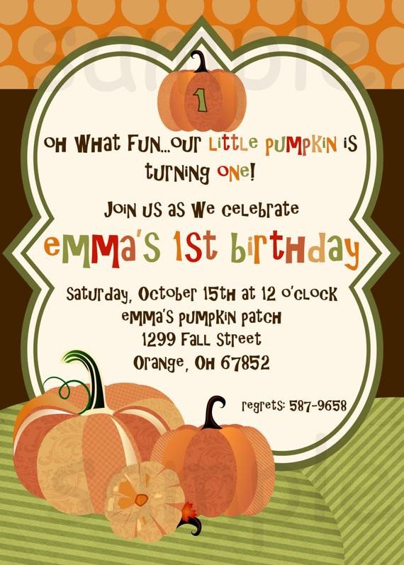 Items similar to Pumpkin Birthday Party Invitation Little