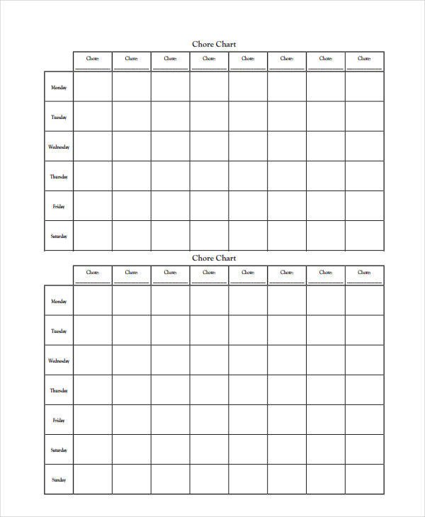Printable Chore Chart 8 Free PDF Documents Download