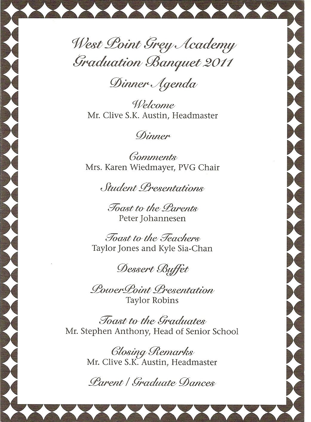 Donna s Report WPGA Graduation Banquet Teddy
