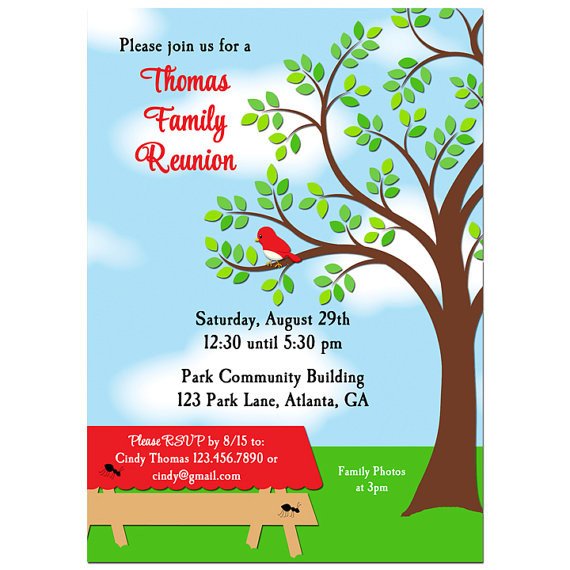 Family Reunion Picnic BBQ Park Invitation Printable or