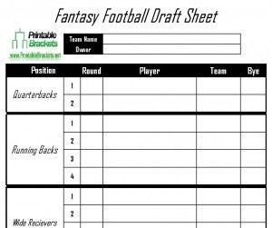 Fantasy Football Draft Sheet Sports Templates