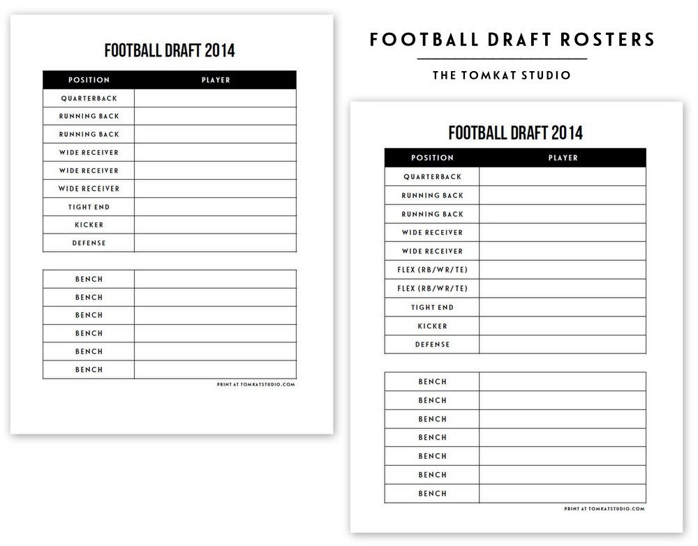 Free Printable Football Roster