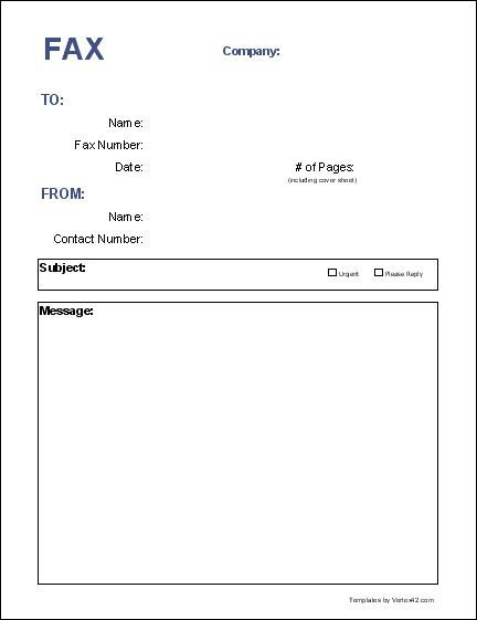 Blank Fax Cover Page