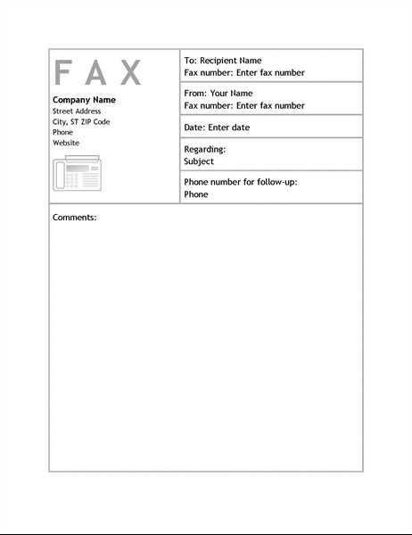 Business fax cover sheet