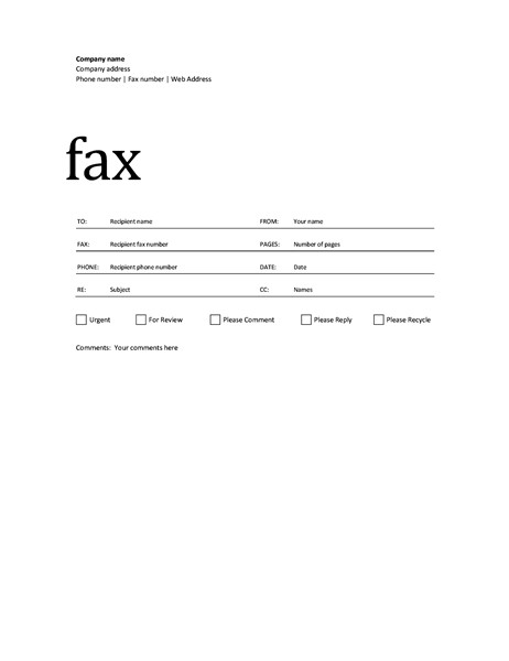 Fax cover sheet Professional design