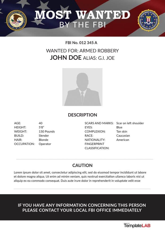 29 FREE Wanted Poster Templates FBI and Old West